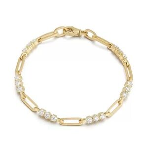 10ctw Round Cut White Sapphire Paperclip Gold Bracelet